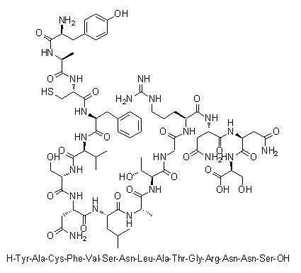 CAS 登录号：251541-01-2, L-酪氨酰-L-丙氨酰-L-半胱氨酰-L-苯丙氨酰-L-缬氨酰-L-丝氨酰-L-天冬氨酰胺酰-L-亮氨酰-L-丙氨酰-L-苏氨酰甘氨酰-L-精氨酰-L-天冬氨酰胺酰-L-天冬氨酰胺酰-L-丝氨酸