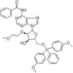 N-Benzoyl-5'-O-[bis(4-methoxyphenyl)phenylmethyl]-2'-O-(2-methoxyethyl)adenosine molecular structure (CAS 251647-48-0)