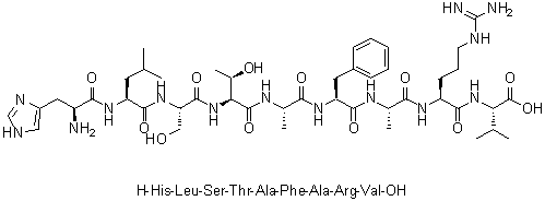CAS 登录号：252720-24-4, L-组氨酰-L-亮氨酰-L-丝氨酰-L-苏氨酰-L-丙氨酰-L-苯丙氨酰-L-丙氨酰-L-精氨酰-L-缬氨酸