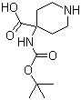 structure of CAS# 252720-31-3, 4-[[(tert-butoxyl)carbonyl]amino]-4-piperidinecarboxylic acid