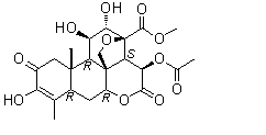 CAS # 25514-29-8, Bruceine B, (11beta,12alpha,15beta)-15-(Acetyloxy)-13,20-epoxy-3,11,12-trihydroxy-2,16-dioxo-picras-3-en-21-oic acid methyl ester, NSC 132793