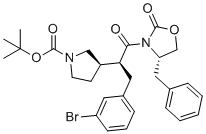 CAS # 2565657-41-0, tert-Butyl (R)-3-((S)-1-((S)-4-benzyl-2-oxooxazolidin-3-yl)-3-(3-bromophenyl)-1-oxopropan-2-yl)pyrrolidine-1-carboxylate