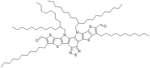 structure of CAS# 2599837-57-5, 12,13-二氢-12,13-双(2-辛基十二烷基)-3,9-双十一烷基二噻吩并[2'',3'':4',5']噻吩并[2',3':4,5]吡咯并[3,2-e:2',3'-g][2,1,3]苯并噻二唑-2,10-二甲醛