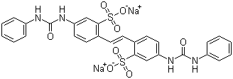 CAS # 2606-93-1, Fluorescent Brightener 30 sodium salt, Blancofor R extra, Blancol C, Blancophor R, Blankophor R, C.I. 40600, 2,2'-(1,2-Ethenediyl)bis[5-[[(phenylamino)carbonyl]amino]benzenesulfonic acid sodium salt