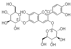 structure of CAS# 2611-67-8, Cyanidol 3,5-diglucoside chloride