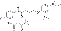 alpha-特戊酰基-N-[2-氯-5-[4-(2,4-二特戊基苯氧基)正丁酰胺基]]乙酰苯胺分子结构 (CAS 26110-32-7)