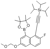 structure of CAS# 2621932-37-2, ((2-Fluoro-6-(methoxymethoxy)-8-(4,4,5,5-tetramethyl-1,3,2-dioxaborolan-2-yl)naphthalen-1-yl)ethynyl)triisopropylsilane