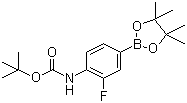 structure of CAS# 262444-42-8, 4-(叔丁氧羰基氨基)-3-氟苯硼酸频哪醇酯