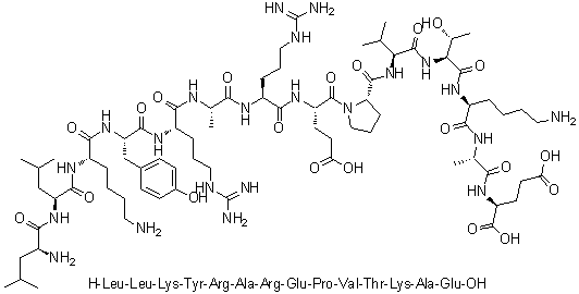 CAS # 263328-33-2, L-Leucyl-L-leucyl-L-lysyl-L-tyrosyl-L-arginyl-L-alanyl-L-arginyl-L-alpha-glutamyl-L-prolyl-L-valyl-L-threonyl-L-lysyl-L-alanyl-L-glutamic acid