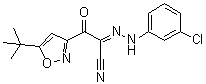 structure of CAS# 263707-16-0, alpha-[(3-Chlorophenyl)hydrazono]-5-(1,1-dimethylethyl)-beta-oxo-3-isoxazolepropanenitrile