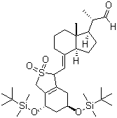 CAS 登录号：266686-81-1, 钙泊三醇中间体-7, 4-[[(4S,6R)-4,6-双[[叔丁基二甲基硅]氧基]-1,3,4,5,6,7-六氢-2,2-二氧代苯并[c]噻吩-1-基]亚甲基]八氢-a,7a-二甲基-1H-茚-1-乙醛
