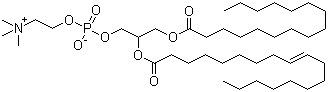 structure of CAS# 26853-31-6, 2-Oleoyl-1-palmitoyl-sn-glycero-3-phosphocholine
