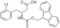 structure of CAS# 268734-29-8, Fmoc-(R)-3-Amino-4-(2-chlorophenyl)butyric acid