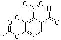 CAS # 2698-69-3, 4-O-Acetyl-2-nitrovanillin, 4-Acetoxy-3-methoxy-2-nitrobenzaldehyde, 4-Formyl-2-methoxy-3-nitrophenyl acetate, 4-O-Acetyl-2-nitrovanillin, NSC 59239