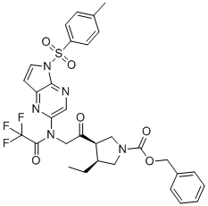 CAS # 2715120-88-8, Upadacitinib Impurity 10, benzyl(3S,4R)-3-ethyl-4-(N-(5-tosyl-5H-pyrrolo[2,3-b]pyrazin-2-yl)- N-(2,2,2-trifluoroacetyl)glycyl)pyrrolidine-1-carboxylate