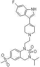 CAS 登录号：271780-64-4, 1-[2-[4-(6-氟-1H-吲哚-3-基)-3,6-二氢-1(2H)-吡啶基]乙基]-3,4-二氢-3-异丙基-6-(甲基磺酰基)-1H-2,1,3-苯并噻二嗪 2,2-二氧化物