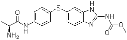 CAS 登录号：284019-34-7, 德尼布林, [5-[[4-[[(2S)-2-氨基-1-氧代丙基]氨基]苯基]硫基]-1H-苯并咪唑-2-基]氨基甲酸甲酯