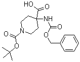 CAS # 288154-16-5, 4-[(Benzyloxycarbonyl)amino]piperidine-1,4-dicarboxylic acid 1-tert-butyl ester, 4-(Benzyloxycarbonylamino)-1-(tert-butoxycarbonyl)piperidine-4-carboxylic acid