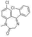 structure of CAS# 2894-68-0, 7-Chloro-5-(2-chlorophenyl)-1,3-dihydro-1-methyl-2H-1,4-benzodiazepin-2-one