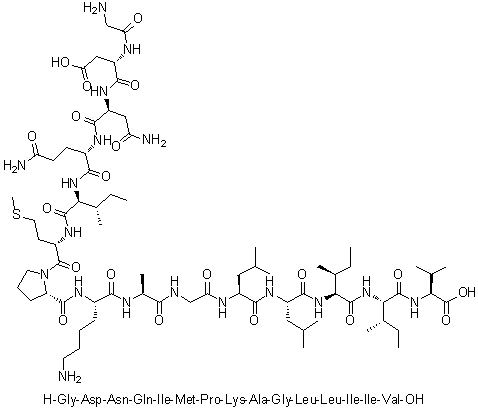 CAS 登录号：290834-04-7, 甘氨酰-L-alpha-天冬氨酰-L-天冬氨酰胺酰-L-谷氨酰胺酰-L-异亮氨酰-L-蛋氨酰-L-脯氨酰-L-赖氨酰-L-丙氨酰甘氨酰-L-亮氨酰-L-亮氨酰-L-异亮氨酰-L-异亮氨酰-L-缬氨酸