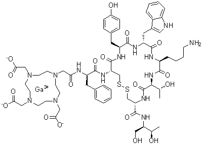 CAS 登录号：293295-70-2, [N-[[4,7,10-三[(羧基)甲基]-1,4,7,10-四氮杂环十二碳-1-基]乙酰基]-D-苯丙氨酰-L-半胱氨酰-L-酪氨酰-D-色氨酰-L-赖氨酰-L-苏氨酰-N-[(1R,2R)-2-羟基-1-(羟基甲基)丙基]-L-半胱氨酰胺(2→7)-二硫醚]镓