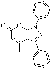 structure of CAS# 30020-86-1, 4-Methyl-1,3-diphenylpyrano[2,3-c]pyrazol-6(1H)-one