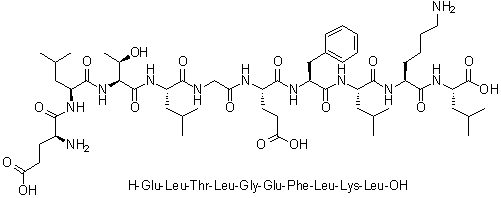 L-alpha-Glutamyl-L-leucyl-L-threonyl-L-leucylglycyl-L-alpha-glutamyl-L-phenylalanyl-L-leucyl-L-lysyl-L-leucine molecular structure (CAS 303068-29-3)