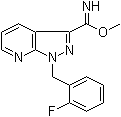 structure of CAS# 304874-06-4, 1-[(2-Fluorophenyl)methyl]-1H-pyrazolo[3,4-b]pyridine-3-carboximidic acid methyl ester