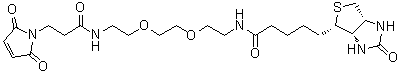 structure of CAS# 305372-39-8, (3aS,4S,6aR)-N-[2-[2-[2-[[3-(2,5-Dihydro-2,5-dioxo-1H-pyrrol-1-yl)-1-oxopropyl]amino]ethoxy]ethoxy]ethyl]hexahydro-2-oxo-1H-thieno[3,4-d]imidazole-4-pentanamide