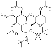 CAS # 308103-46-0, 1,5-Anhydro-2-deoxy-6-O-[(1,1-dimethylethyl)dimethylsilyl]-4-O-[2,3,4-tri-O-acetyl-6-O-[(1,1-dimethylethyl)dimethylsilyl]-beta-D-galactopyranosyl]-D-arabino-hex-1-enitol acetate