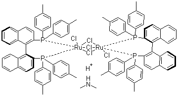 structure of CAS# 309735-86-2, Dimethylammonium dichlorotri(mu-chloro)bis[(S)-(-)-2,2'-bis(di-p-tolylphosphino)-1,1'-binaphthyl]diruthenate(II)