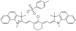 structure of CAS# 309967-80-4, 2-((E)-2-(2-Chloro-3-[(E)-2-(1,3,3-trimethyl-1,3-dihydro-2H-benzo[g]indol-2-ylidene)ethylidene]-1-cyclohexen-1-yl)ethenyl)-1,3,3-trimethyl-3H-benzo[g]indolium 4-methylbenzenesulfonate