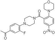 CAS # 310415-30-6, 1-[4-[4-[2-(Morpholin-4-yl)-5-nitrobenzoyl]piperazin-1-yl]-3-fluorophenyl]ethanone