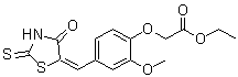 structure of CAS# 310456-65-6, [2-Methoxy-4-[(4-oxo-2-thioxo-5-thiazolidinylidene)methyl]phenoxy]acetic acid ethyl ester
