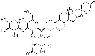 CAS # 313054-32-9, Ophiopojaponin A, Pennogenin 3-O-[2'-O-acetyl-alpha-L-rhamnopyranosyl-(1→2)]-beta-D-xylopyranosyl-(1→3)-beta-D-glucopyranoside