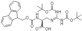 structure of CAS# 313232-63-2, (3S)-3-Carboxy-6-[[(1,1-dimethylethoxy)carbonyl]amino]-10,10-dimethyl-8-oxo-9-oxa-2,5,7-triazaundec-5-enoic acid 1-(9H-fluoren-9-ylmethyl) ester
