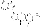 structure of CAS# 315704-66-6, N-(2,6-Dibromo-4-methoxyphenyl)-4-(2-methylimidazo[1,2-a]pyrimidin-3-yl)-2-thiazolamine