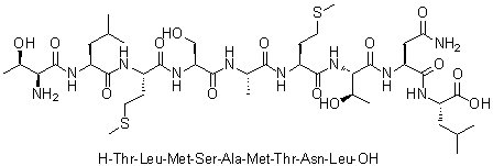 CAS 登录号：318274-76-9, L-苏氨酰-L-亮氨酰-L-蛋氨酰-L-丝氨酰-L-丙氨酰-L-蛋氨酰-L-苏氨酰-L-天冬氨酰胺酰-L-亮氨酸