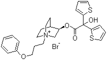 CAS # 320345-99-1, Aclidinium bromide, (3R)-(2-Hydroxy-2,2-dithien-2-ylacetoxy)-1-(3-phenoxypropyl)-1-azoniabicyclo[2.2.2]octane bromide