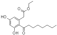 structure of CAS# 321661-62-5, 3,5-Dihydroxy-2-(1-oxooctyl)benzeneacetic acid ethyl ester