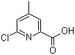 structure of CAS# 324028-95-7, 6-Chloro-4-methyl-2-pyridinecarboxylic acid