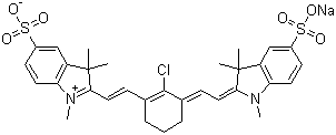 2-[2-[2-Chloro-3-[(1,3-dihydro-1,3,3-trimethyl-5-sulfo-2H-indol-2-ylidene)ethylidene]-1-cyclohexen-1-yl]ethenyl]-1,3,3-trimethyl-5-sulfo-3H-indolium inner salt sodium salt molecular structure (CAS 328064-20-6)