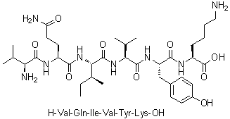 CAS 登录号：329897-62-3, L-缬氨酰-L-谷氨酰胺酰-L-异亮氨酰-L-缬氨酰-L-酪氨酰-L-赖氨酸