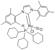 (SP-5-53)-Carbonylchloro[1,3-dihydro-1,3-bis(2,4,6-trimethylphenyl)-2H-imidazol-2-ylidene]hydro(tricyclohexylphosphine)ruthenium molecular structure (CAS 330197-31-4)