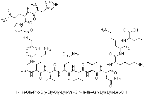 CAS 登录号：330456-37-6, L-组氨酰-L-谷氨酰胺酰-L-脯氨酰甘氨酰甘氨酰甘氨酰-L-赖氨酰-L-缬氨酰-L-谷氨酰胺酰-L-异亮氨酰-L-异亮氨酰-L-天冬氨酰胺酰-L-赖氨酰-L-赖氨酰-L-亮氨酸