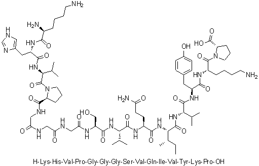 CAS # 330456-47-8, L-Lysyl-L-histidyl-L-valyl-L-prolylglycylglycylglycyl-L-seryl-L-valyl-L-glutaminyl-L-isoleucyl-L-valyl-L-tyrosyl-L-lysyl-L-proline