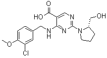 structure of CAS# 330785-84-7, 4-[[(3-氯-4-甲氧基苯基)甲基]氨基]-2-[(2S)-2-羟甲基-1-吡咯烷基]-5-嘧啶羧酸