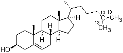 (3beta)-Cholest-5-en-3-ol-25,26,27-13C3 molecular structure (CAS 335080-97-2)