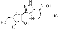 1,4-Dihydro-3-beta-D-ribofuranosyl-7H-pyrazolo[4,3-d]pyrimidin-7-one oxime monohydrochloride molecular structure (CAS 33822-99-0)