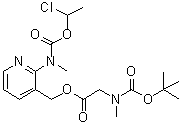 structure of CAS# 338990-31-1, N-Methyl-N-(3-[((N-tert-butoxycarbonyl-N-methylamino)acetoxy)methyl]pyridin-2-yl)carbamic acid 1-chloroethyl ester